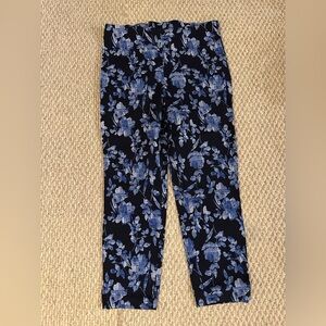 Tribal Navy and White Leaf Print Pants